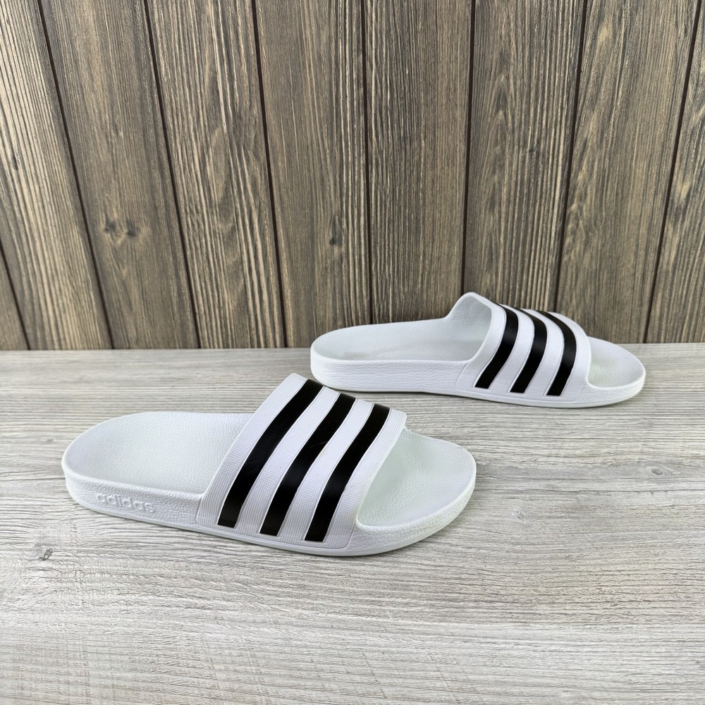 Adidas Unisex Adilette Shower Slides White & Black, Men 7, Women 8 Sandals